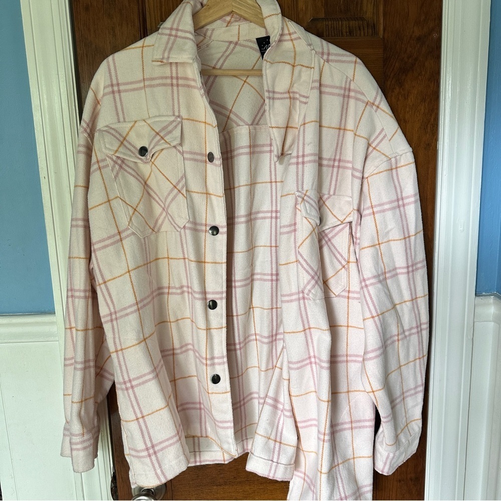 HFX WOMEN SHACKET XL PINK PLAID NWOT